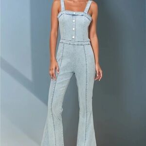 Wisteria Lane Light Blue Denim Jumpsuit